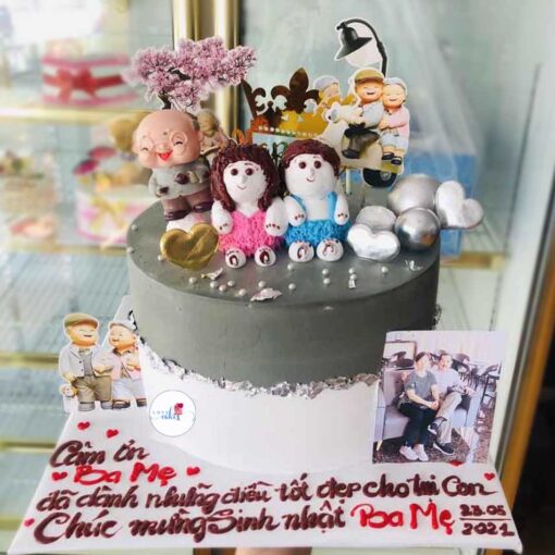 Bánh fondant kỷ niệm 25 năm ngày cưới bố mẹ - Tiệm Bánh Mon Chéri | Bánh  kem dễ thương