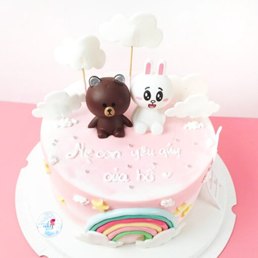 Bánh sinh nhật con thỏ màu hồng