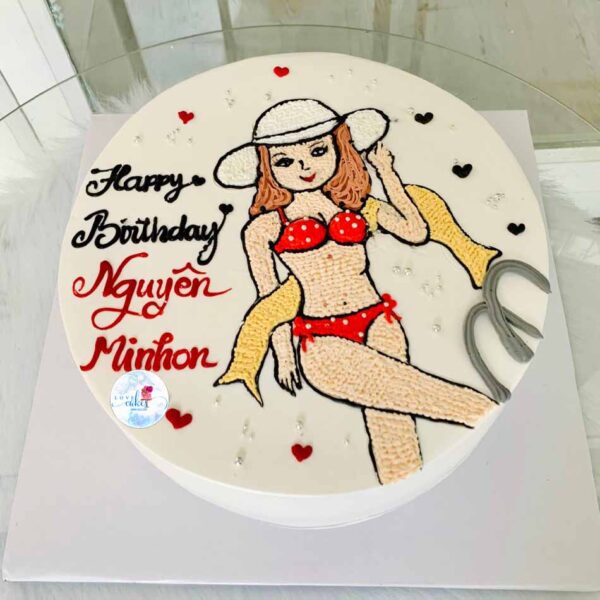 Bánh sinh nhật vẽ hình cô gái mặc bikini