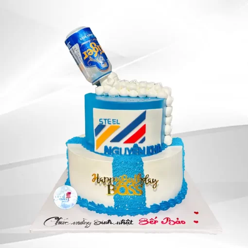 Bánh sinh nhật 2 tầng tiger in logo cong ty