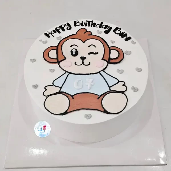 Bánh sinh nhật vẽ hình con khỉ cho bé trai